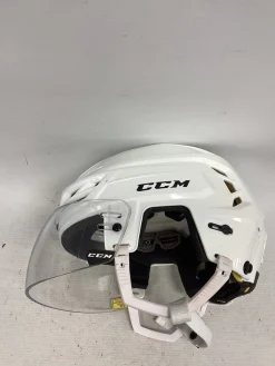 Used CCM TACKS 310 L Helmet Half Visor Combo White LG