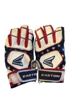 Used Easton BB/SB Batting Gloves White/Red/Navy LG