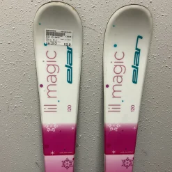 Used Elan LIL MAGIC Girls DH Ski/Binding White And Pink 120 cm