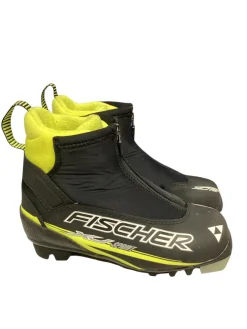 Used Fischer Boys NNN XC Ski Boots Yellow JR-01.5