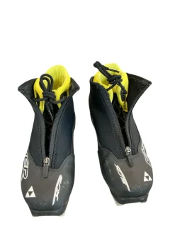 Used Fischer XJ SPRINT Boys NNN XC Ski Boots Black W 06 / JR 04-04.5