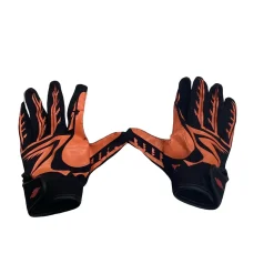 Used FOOTBALL GLOVES FB Gloves Black And Orange LG