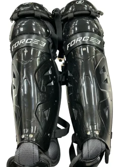 Used FORCE 3 SHIN GUARDS Catchers Leg Guards Black Adult