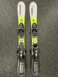 Used Head SUPER SHAPE TEAM Boys DH Ski/Binding Yellow 87 cm