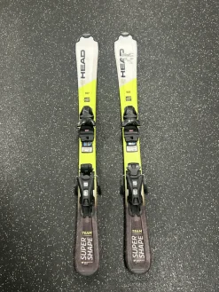 Used Head SUPER SHAPE TEAM Boys DH Ski/Binding Yellow 107 cm