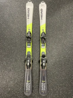 Used Head SUPER SHAPE TEAM Boys DH Ski/Binding Yellow 127 cm