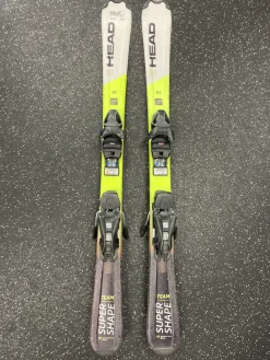 Used Head SUPER SHAPE TEAM Boys DH Ski/Binding Yellow 117 cm