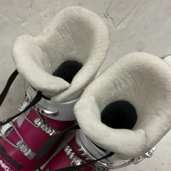 Used Lange STARLET 50 Girls DH Ski Boot White And Neon Pink 195 MP - Y13
