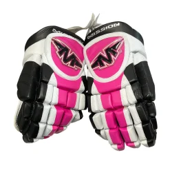 Used Mission WICKED 3 14 Senior Gloves Black And Pink 14"