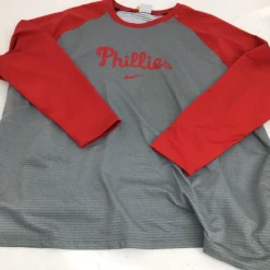 Used Nike PHILLIES 4XL BASEBALL SHIRT BB/SB Jersey Grey L/XL