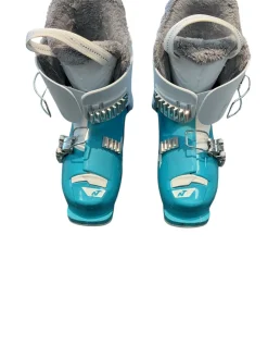 Used Nordica SPEED MACHINE 3 Girls DH Ski Boot Carolina Blue 180 MP - Y11