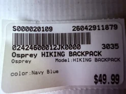 Used Osprey HIKING BACKPACK Backpack Navy Blue