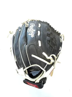 Used Rawlings SHUT OUT SERIES RH Throw Fastpitch Gloves Black 12"