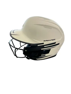 Used Rawlings SOFTBALL HELMET Batting Helmet w/Mask White MD