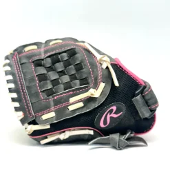 Used Rawlings STORM LH Throw Fastpitch Gloves Black And Pink 10"