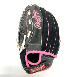 Used Rawlings STORM LH Throw Fastpitch Gloves Black And Pink 10"