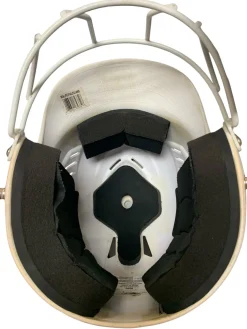 Used Rawlings WHITE HELMET W MASK Batting Helmet w/Mask White MD