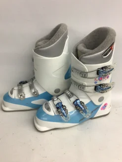 Used Rossignol COMFORT FIT FUN GIRL 4 Girls DH Ski Boot Carolina Blue And White 275 MP - M09.5 - W10.5