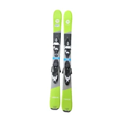 Used Rossignol TERRAIN JR SKIS W/LOOK KIDX BINDINGS 110 Boys DH Ski/Binding Neon Green 110 cm