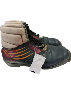 Used Salomon Boys SNS XC Ski Boots Navy Blue W 05-05.5 / JR 03.5-04