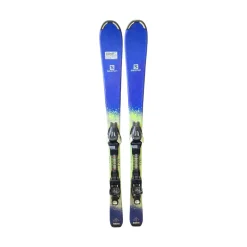 Used Salomon Q MAX JR W/ EZYTRACK BINDINGS Boys DH Ski/Binding Royal Blue 120 cm