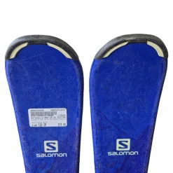 Used Salomon Q MAX JR W/ EZYTRACK BINDINGS Boys DH Ski/Binding Royal Blue 120 cm
