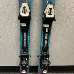 Used Salomon THE LUX JR Girls DH Ski/Binding Pink And Navy Blue 120 cm