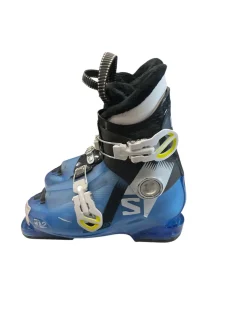 Used Salomon T2 SZ 21.0 Boys DH Ski Boot Black And Royal Blue 210 MP - J02