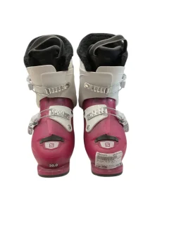 Used Salomon T2 SZ 20.0 Girls DH Ski Boot White And Purple 200 MP - Y13.5