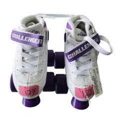 Used SKATE CITY CHALLANGER QUADS 12Y Child Roller Quad Skates White Youth 12.0