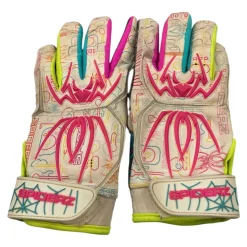 Used SPIDERZ BATTING GLOVES BB/SB Batting Gloves White Senior