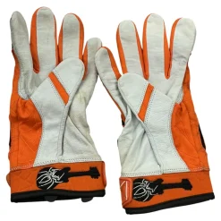Used SPIDERZ BATTING GLOVES BB/SB Batting Gloves Orange Senior