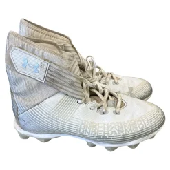 Used Under Armour Adult FB Cleats White And Grey Senior 9.5