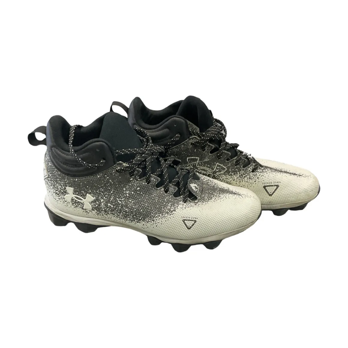 Used Under Armour BASEBALL CLEATS BB/SB Cleats White And Black Senior 12