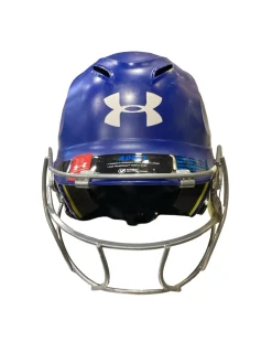 Used Under Armour BLUE BASEBALL HELMET W/MASK Batting Helmet w/Mask Royal Blue MD