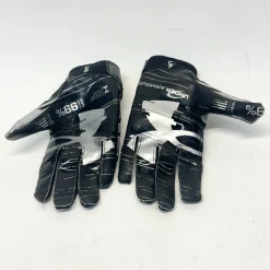 Used Under Armour F8 YOUTH FB Gloves Black And Silver LG