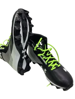 Used Under Armour HAMMER MC Adult FB Cleats Black And White Senior 11.5