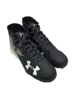 Used Under Armour HAMMER MC Adult FB Cleats Black And White Senior 10