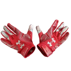 Used Under Armour UA FOOTBALL GLOVES FB Gloves Red SM