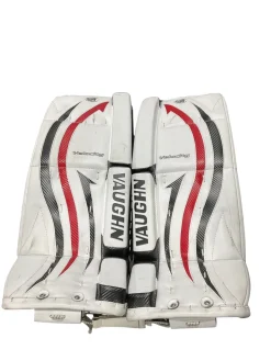 Used Vaughn LEG PADS Goalie Leg Pads Junior White 28 1/2"