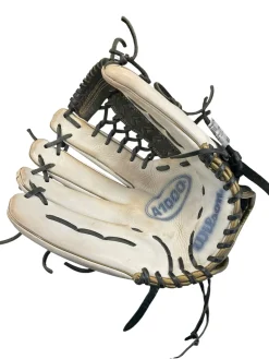 Used Wilson A10LF22T125 LH Throw Fastpitch Gloves White 12 1/2