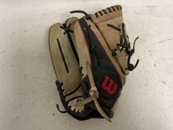 Used Wilson A2000 Monica Abbott MA14 LH Throw Fastpitch Gloves Black And Natural 12 1/4