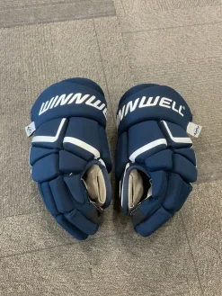 Used WinnWell AMP 500 Senior Gloves Navy Blue 14"